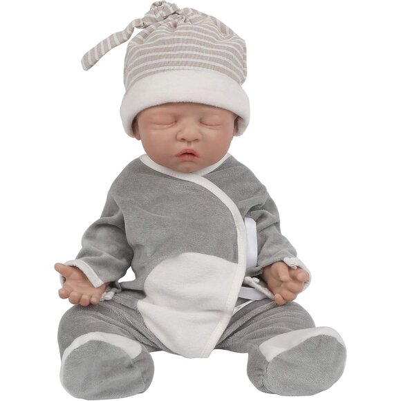 🆕12Inch Full Platinum Silicone Reborn Baby Dolls Newborn Boy with Doll Cloth - Picture 1 of 6
